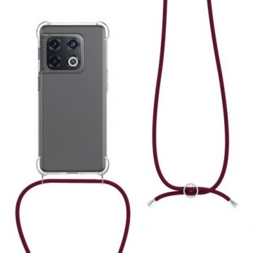 Husa Kwmobile pentru OnePlus 10 Pro, Silicon, Transparent/Rosu, 57253.20