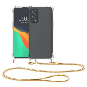 Husa Kwmobile pentru OnePlus Nord 2 5G, Silicon, Transparent/Auriu, 57453.21