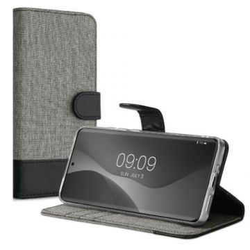 Husa Kwmobile pentru Xiaomi 12/12X, Textil, Gri/Negru, 56901.22