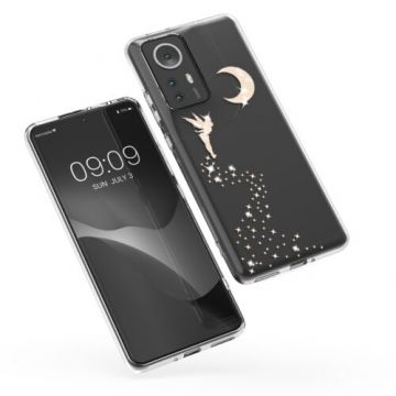 Husa Kwmobile pentru Xiaomi 12 Pro, Silicon, Transparent/Auriu, 57945.01