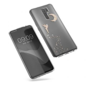 Husa Kwmobile pentru Xiaomi Redmi 9, Silicon, Transparent/Auriu, 57083.01