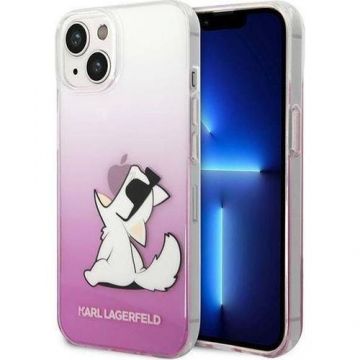 Husa telefon Choupette Fun, Karl Lagerfeld, Policarbonat/TPU, Compatibila cu iPhone 14, Transparent