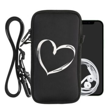 Husa Universala Kwmobile marime XXL - 7 inch, Neopren, Negru/Alb, 58701.5.02