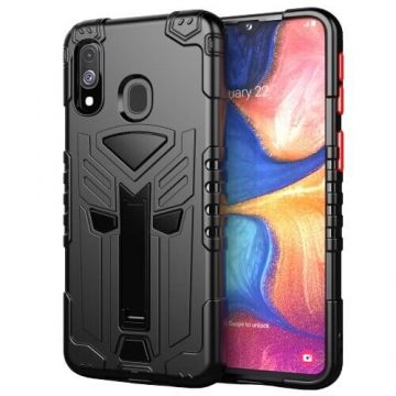 Husa Antisoc cu Suport Telefon Premium Hybrid Armor pentru Samsung A10, Neagra