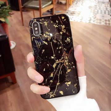Husa cu foita de aur 24K pentru Iphone X/XS, culoare Glitter black