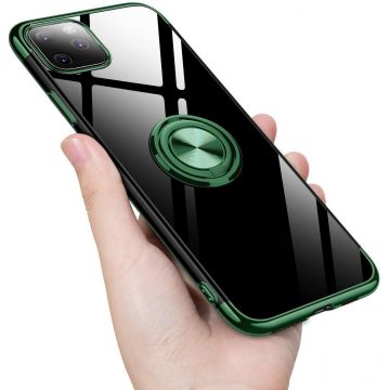 Husa PadForce Crystal-Ring transparenta din silicon cu inel rotativ metalic - iPhone 11 Pro Max, Verde