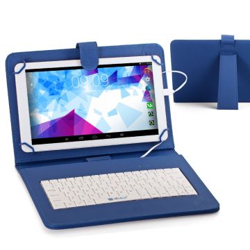 Husa Tableta Cu Tastatura MRG L-192, Model X, 9.7”, Micro USB, Albastru
