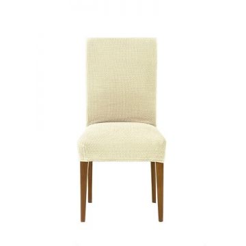 Set 2 huse scaun elastice bi-stretch, Cora, inaltime spatar pana la 55 cm, natural C/0