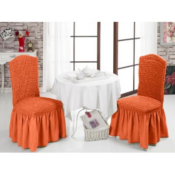 Set 6 huse elastice scaun, Bulsan, poliester, caramiziu Set 6 huse elastice scaun, Bulsan, poliester, caramiziu