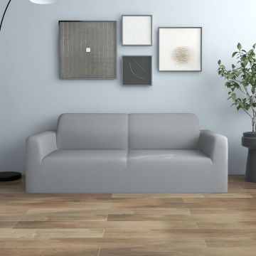 vidaXL Husă elastică pentru canapea cu 2 locuri poliester jerseu, gri