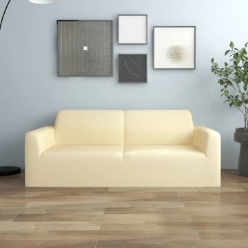 vidaXL Husă elastică pentru canapea cu 2 locuri poliester jersey crem