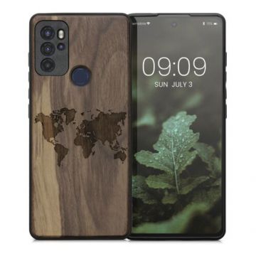 Husa Kwmobile pentru Motorola Moto G60s, Lemn, Maro, 57067.02