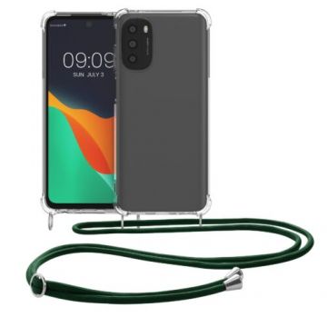 Husa Kwmobile pentru Motorola Moto G62, Silicon, Transparent/Verde, 59176.80