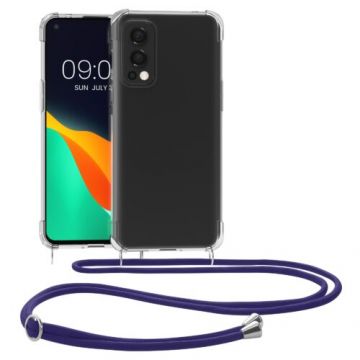 Husa Kwmobile pentru OnePlus Nord 2 5G, Silicon, Transparent/Albastru, 56033.04