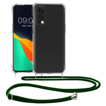 Husa Kwmobile pentru OnePlus Nord 2 5G, Silicon, Transparent/Verde, 56033.80