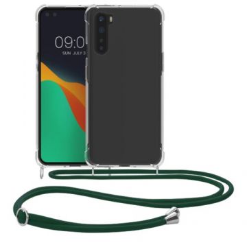 Husa Kwmobile pentru OnePlus Nord, Silicon, Transparent/Verde, 51875.80