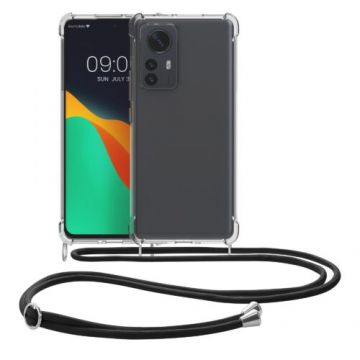 Husa Kwmobile pentru Xiaomi 12 Pro, Silicon, Transparent/Negru, 57939.03