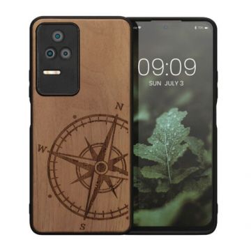 Husa Kwmobile pentru Xiaomi Poco F4, Lemn, Maro, 59256.01