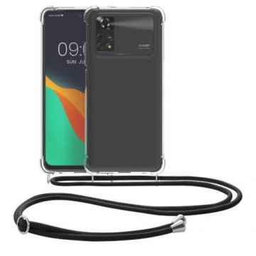 Husa Kwmobile pentru Xiaomi Poco M4 Pro 5G, Silicon, Transparent/Negru, 59493.01