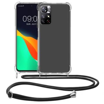 Husa Kwmobile pentru Xiaomi Redmi Note 11S 5G/Poco M4 Pro 5G, Silicon, Transparent/Negru, 58093.01