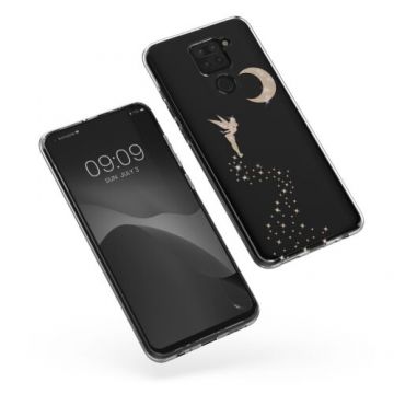 Husa Kwmobile pentru Xiaomi Redmi Note 9, Silicon, Transparent/Auriu, 57084.01