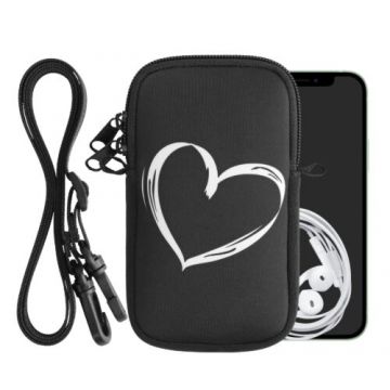 Husa Universala Kwmobile marime S - 4,5 inch, Neopren, Negru/Alb, 58701.1.02