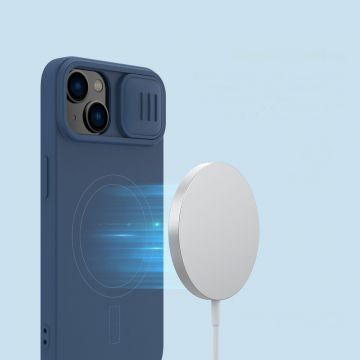 Carcasa Nillkin Cam Shield Silicone MagSafe compatibila cu iPhone 14 Navy Blue