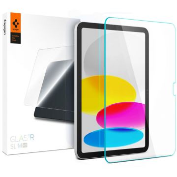 Folie protectie transparenta Case friendly Spigen GLAStR SLIM compatibila cu iPad 10.9 inch 2022