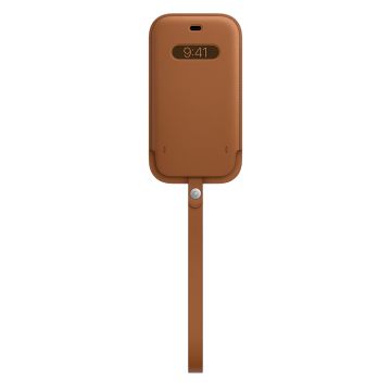 Husa Apple Leather Sleeve MagSafe pentru iPhone 12 / iPhone 12 Pro Saddle Brown