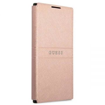 Husa Guess GUBKS22LPSASBPI compatibila cu Samsung Galaxy S22 Ultra, Saffiano Stripe, Roz