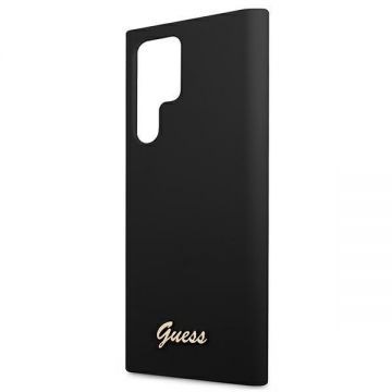 Husa Guess GUHCS22LLSLMGBK compatibila cu Samsung Galaxy S22 Ultra, Silicone Script Metal Logo, Negru