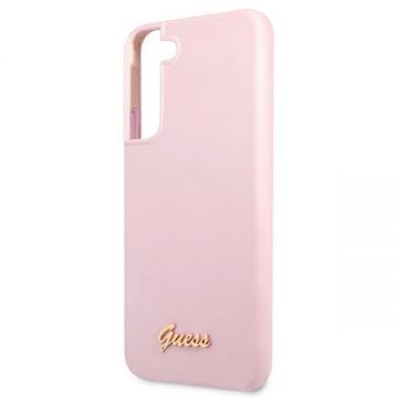 Husa Guess GUHCS22MLSLMGLA compatibila cu Samsung Galaxy S22 Plus, Silicone Script Metal Logo, Mov