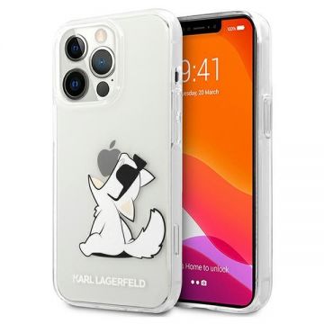 Husa Karl Lagerfeld KLHCP13LCFNRC compatibila cu iPhone 13 Pro, Choupette Fun, Transparent