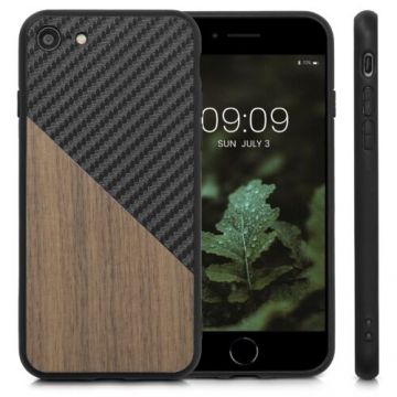 Husa Kwmobile pentru Apple iPhone 8/iPhone 7/iPhone SE 2, Lemn, Maro/Negru, 57500.01