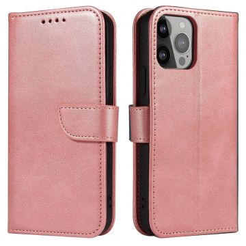 Husa Magnet Wallet Stand compatibila cu iPhone 14 Pink