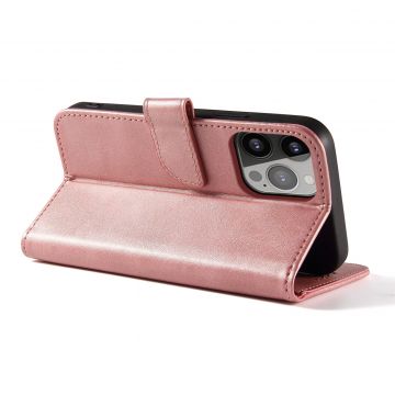 Husa Magnet Wallet Stand compatibila cu iPhone 14 Pro Pink
