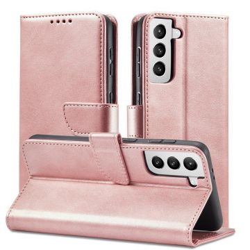 Husa Magnet Wallet Stand compatibila cu Samsung Galaxy S22 Ultra Pink
