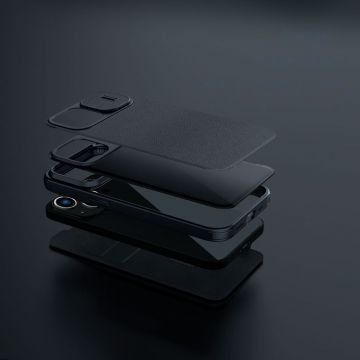 Husa Nillkin Qin Plain Leather compatibila cu iPhone 14 Black