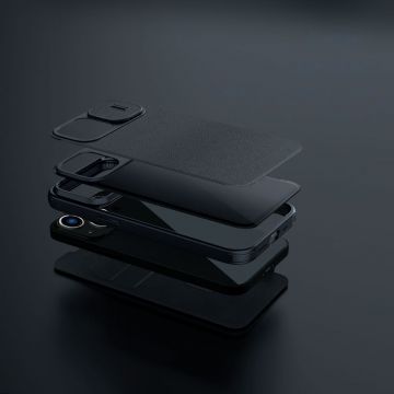 Husa Nillkin Qin Plain Leather compatibila cu iPhone 14 Black