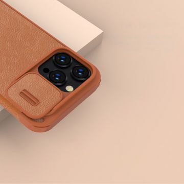 Husa Nillkin Qin Pro Leather compatibila cu iPhone 14 Pro Brown