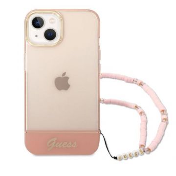Protectie Spate Guess Double Layer Electroplated pentru iPhone 14 Plus (Roz)