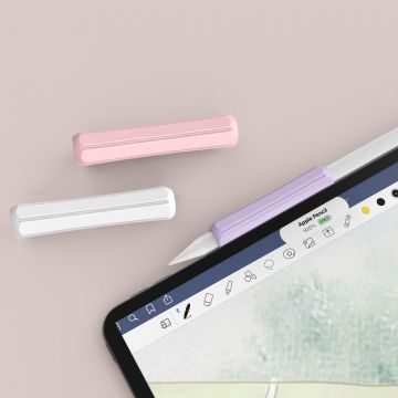 Set 3 huse Stoyobe Silicone compatibil cu Apple Pencil 1/2 si Huawei M-Pencil, Mov/Alb/Roz