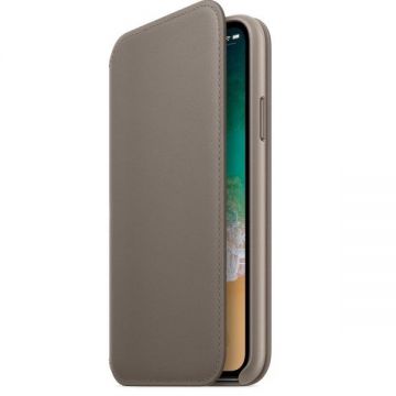 Husa Apple Leather Folio MQRY2ZM/A Brown-Taupe pt iPhone X