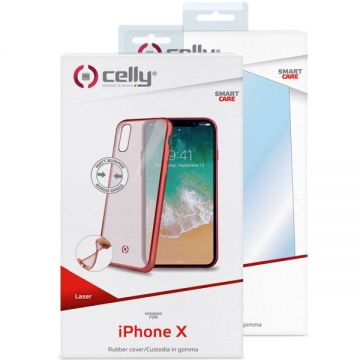 Husa protectie spate Celly Laser Matt red pt iPhone X