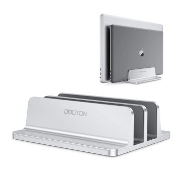 Stand universal dublu laptop Omoton LD02, aluminiu, latime ajustabila 14-42mm, Silver