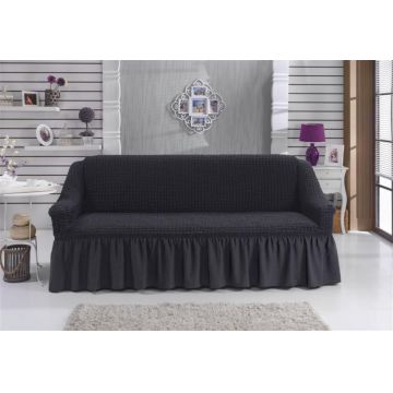Husa canapea elastica, Bulsan, poliester, 3 locuri, gri antracit Husa canapea elastica, Bulsan, poliester, 3 locuri, gri antracit