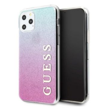 Husa Guess pentru Iphone 11 Pro Max, Model Glitter Gradient, Plastic TPU, GUHCN65PCUGLPBL, Roz - Albastru