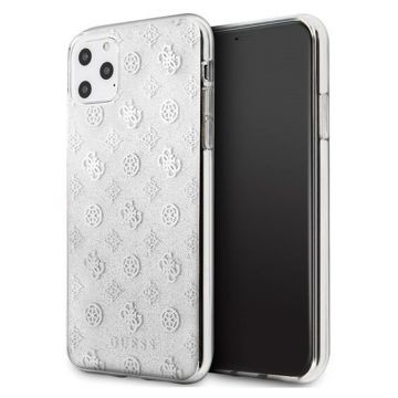 Husa Guess pentru Iphone 11 Pro, Model Glitter 4G Peony, Plastic TPU, GUHCN58TPESI, Argintiu