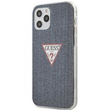 Husa Guess pentru iPhone 12/12 Pro, Model Denim, Plastic TPU, GUHCP12MPCUJULDB, Albastru Inchis