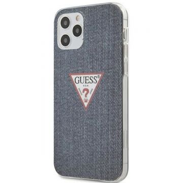 Husa de protectie telefon Guess pentru iPhone 12/12 Pro, Model Denim, Plastic TPU, GUHCP12MPCUJULDB, Albastru Inchis